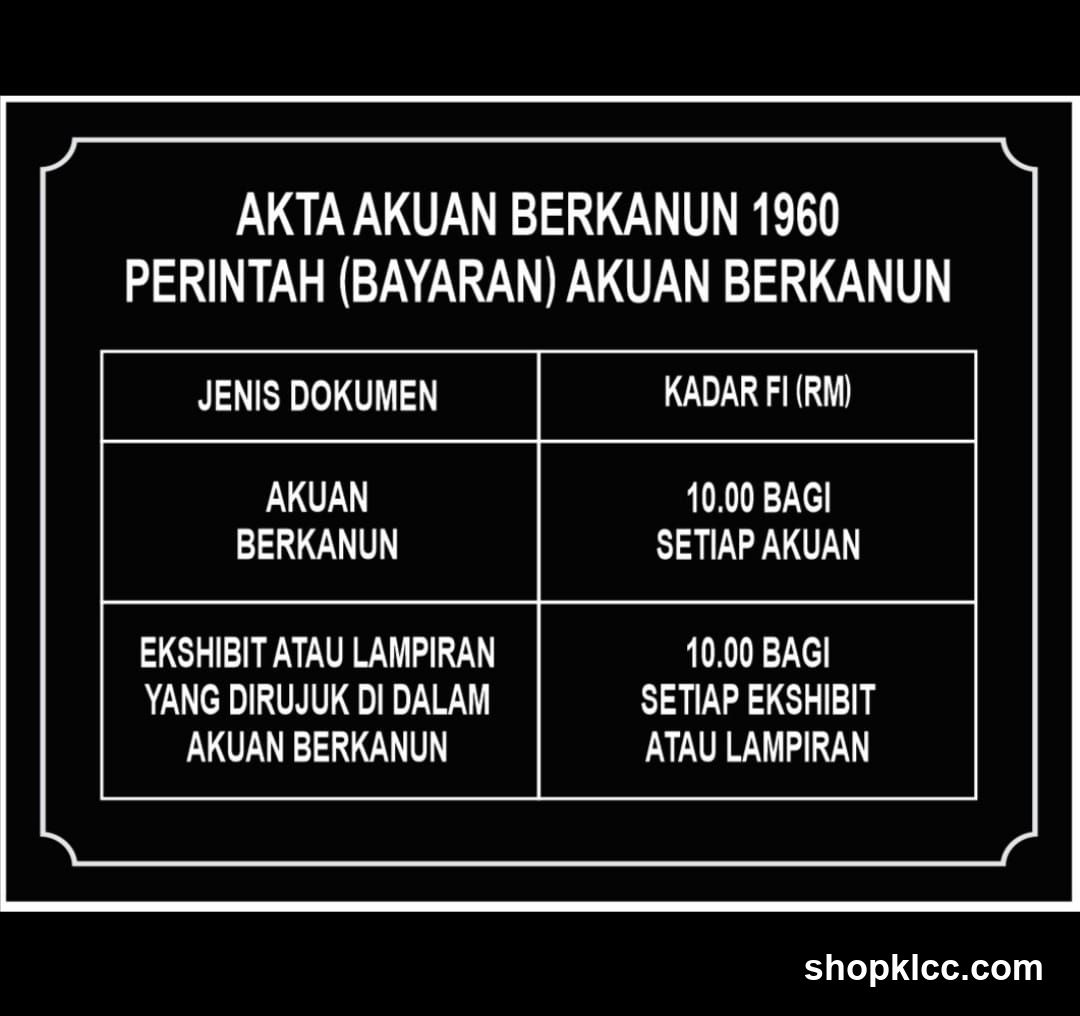 AKTA AKUAN BERKANUN 1960 PERINTAH (BAYARAN) AKUAN BERKANUN