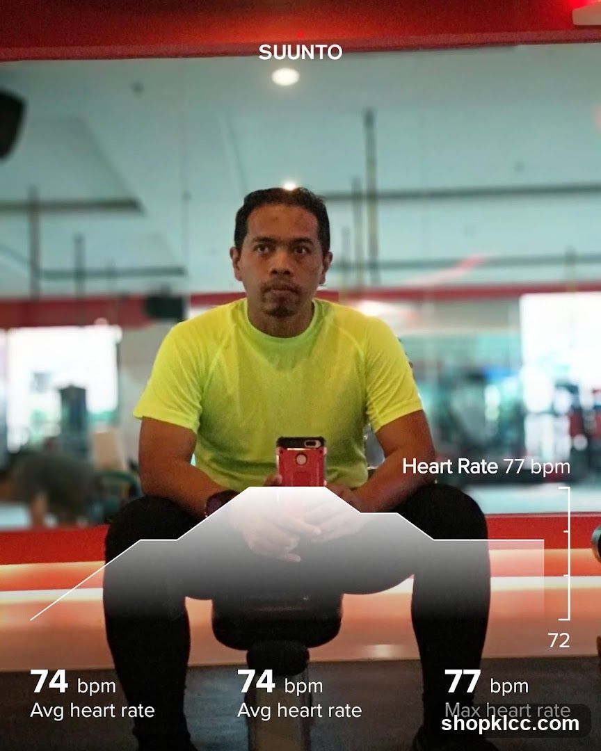 Fitness Tracker Overlay on Gym Interior