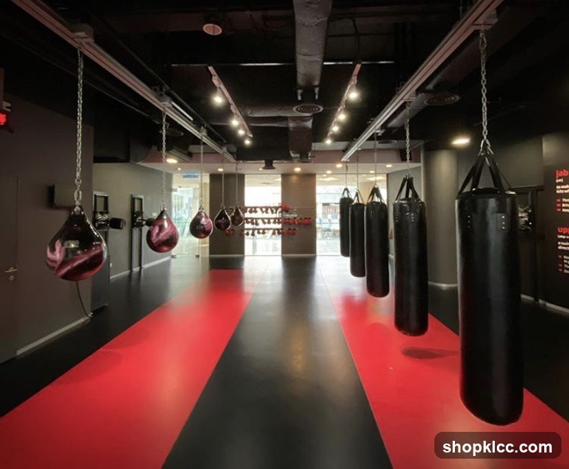 Gym Interior with Punching Bags