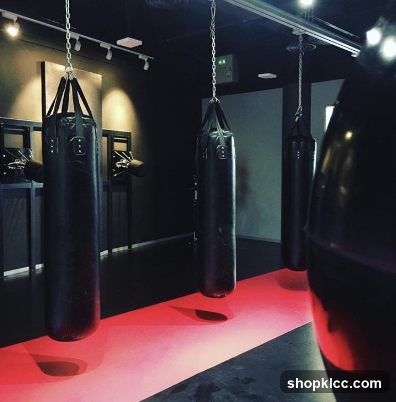 Gym Interior with Punching Bags