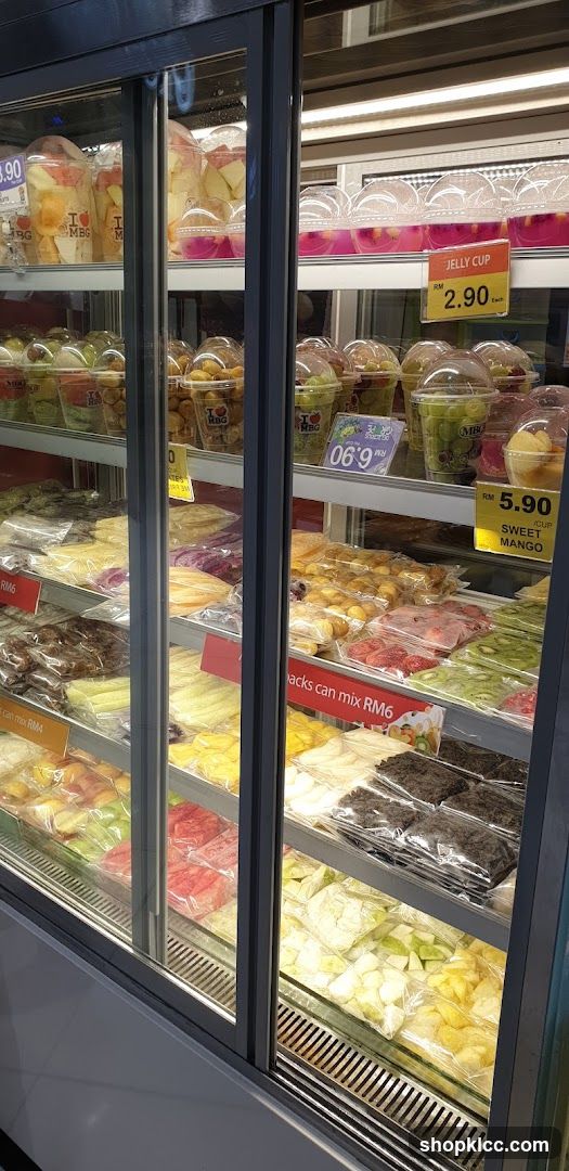Refrigerated Display Case with Fruits and Desserts