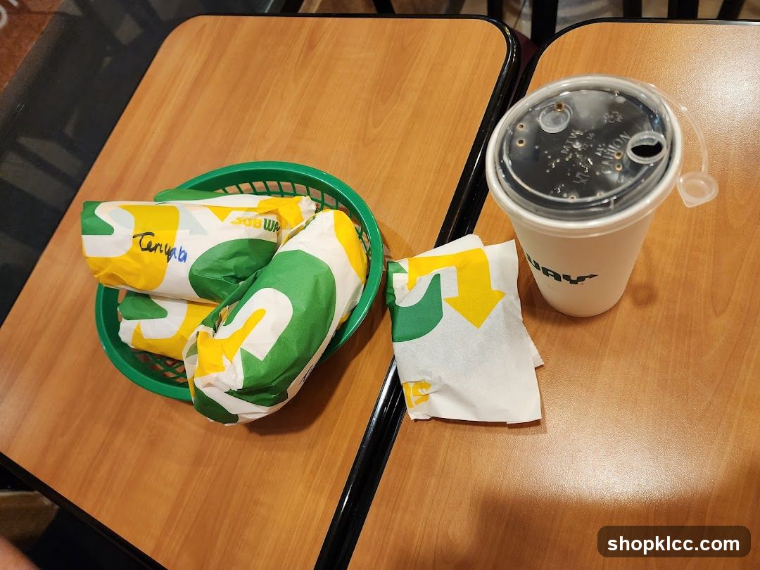 Subway Sandwiches and Drink