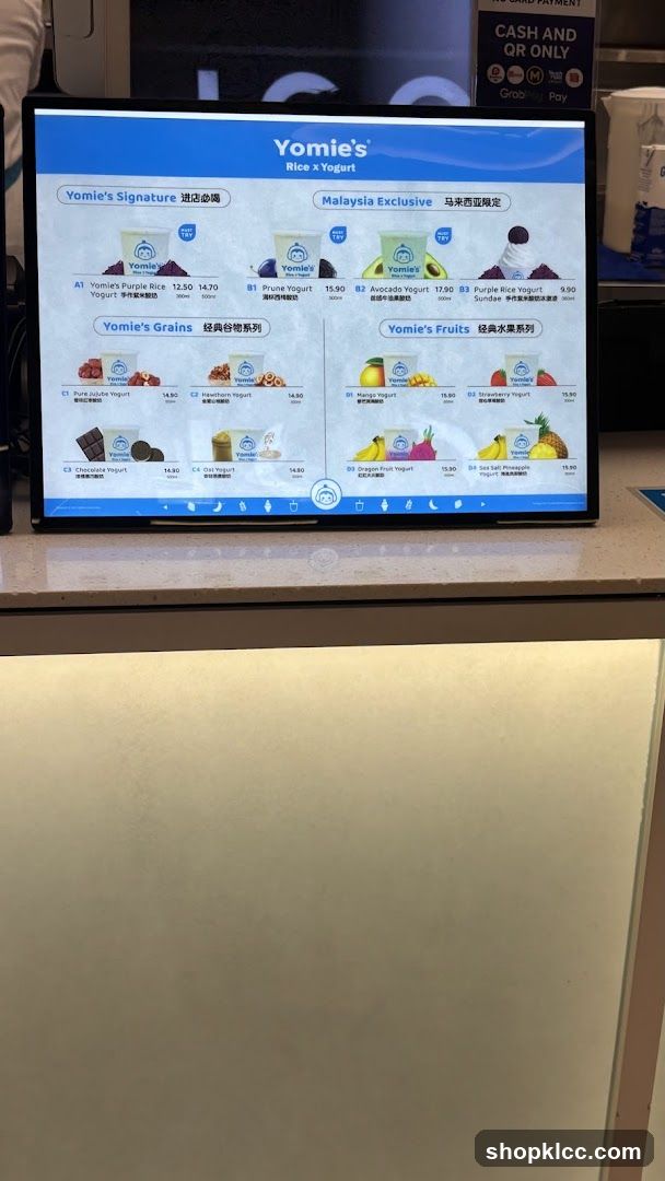 Yomie's Rice x Yogurt Menu