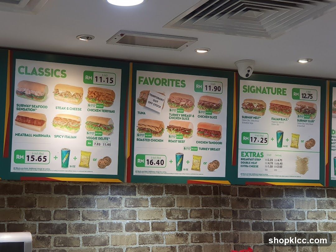 Subway Menu