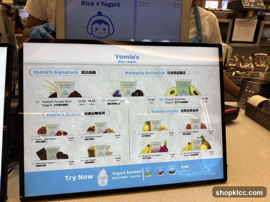 Yomie's Rice x Yogurt Menu