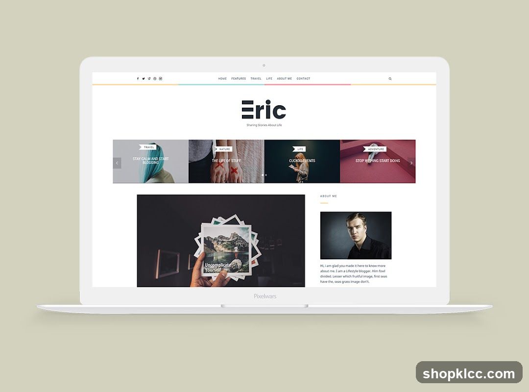 Blog website on a laptop