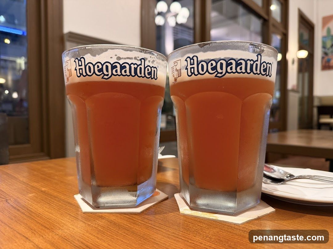 Two glasses of Hoegaarden beer