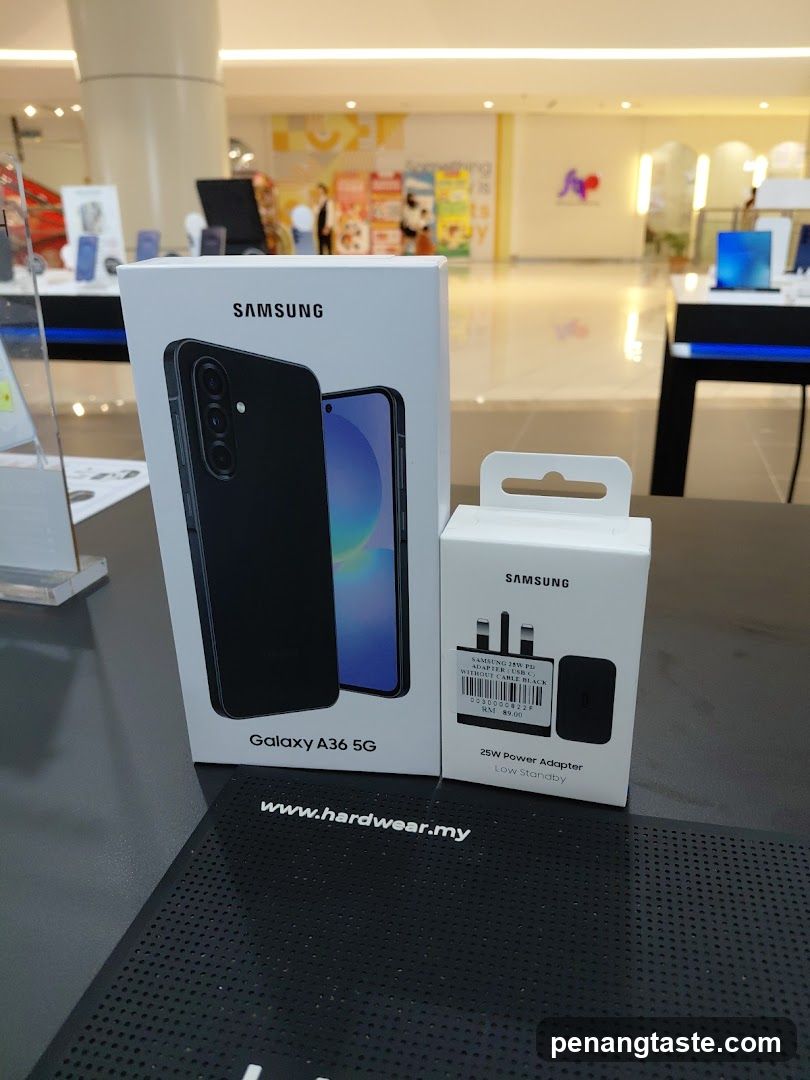 Samsung Galaxy A36 5G and Power Adapter