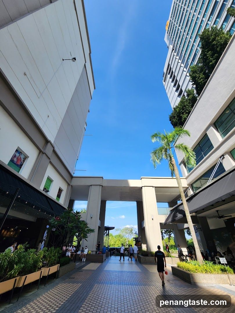 Outdoor walkway between buildings
