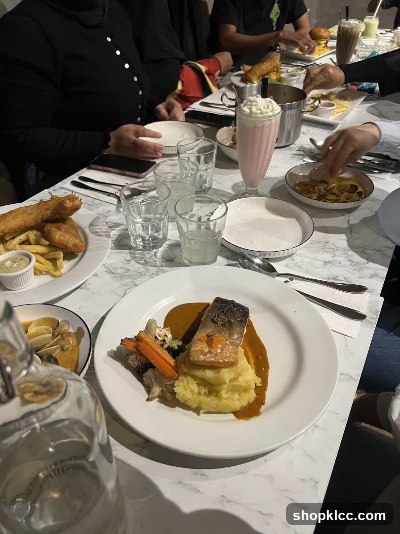 Diners Enjoying Meals at a Table