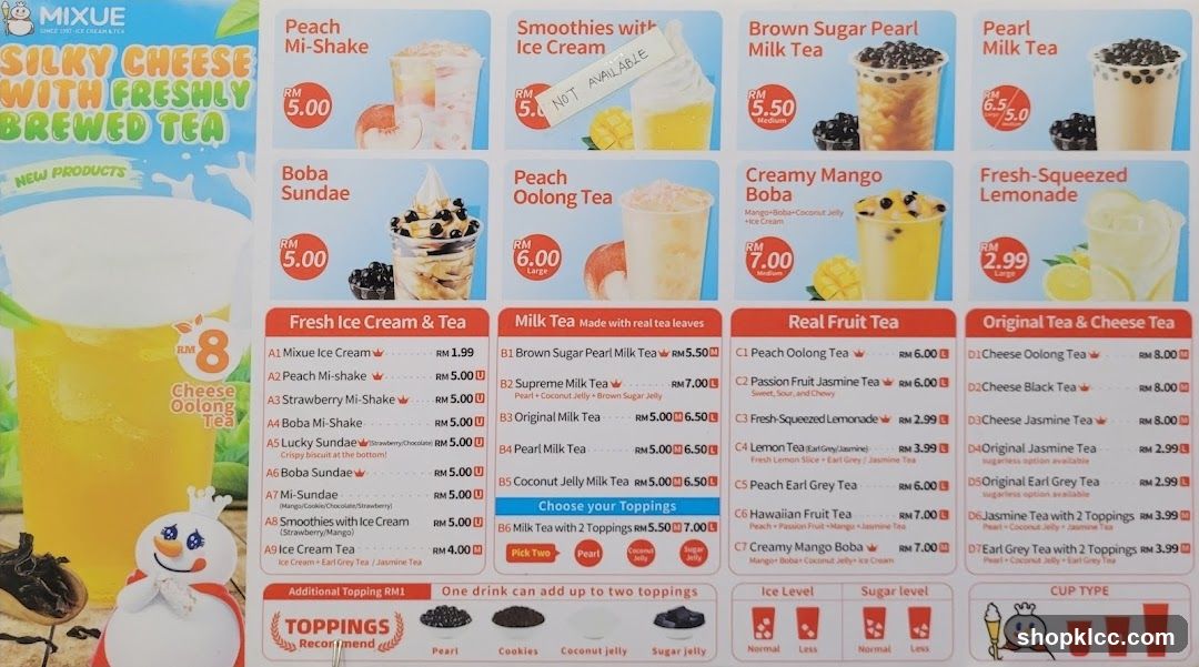 Mixue Menu