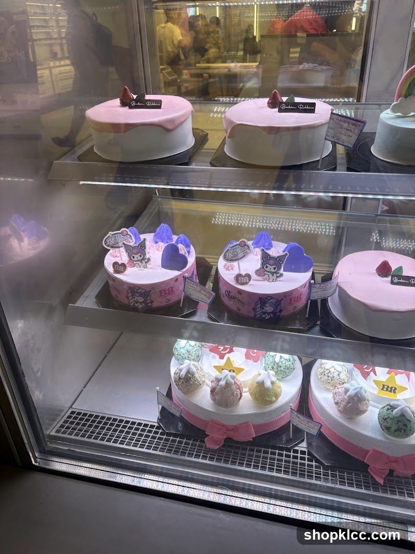 Cakes in a Display Case
