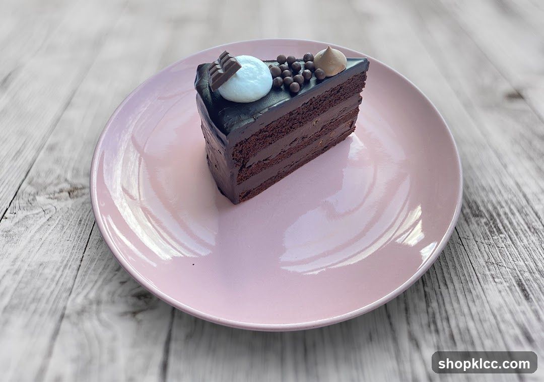 Chocolate Cake Slice on Pink Plate