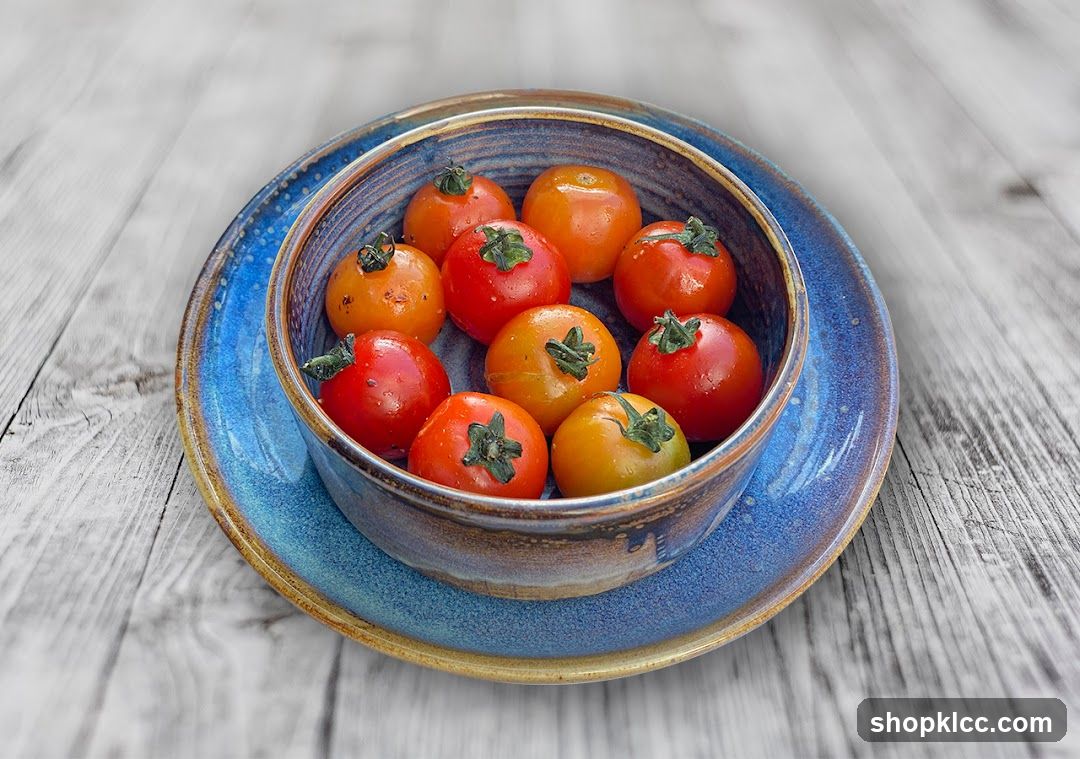 Cherry Tomatoes in Blue Bowl