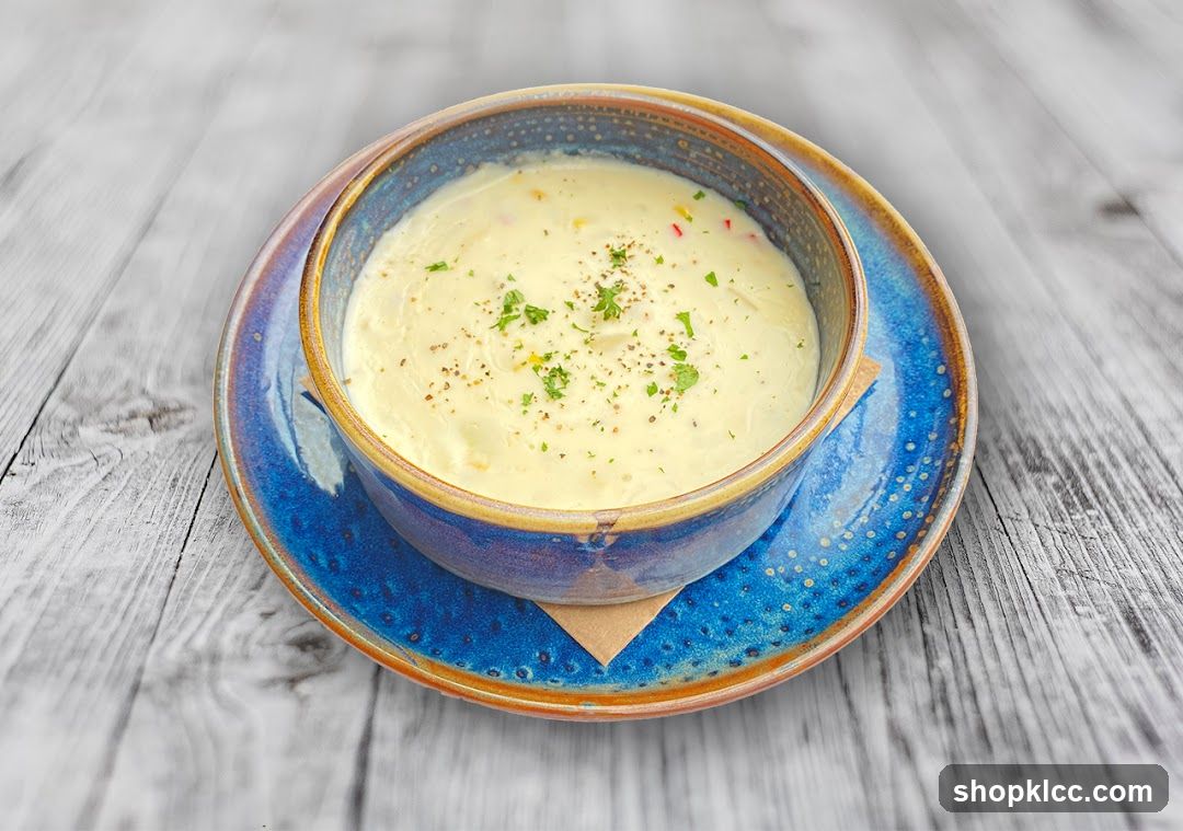 Creamy Soup in Blue Bowl