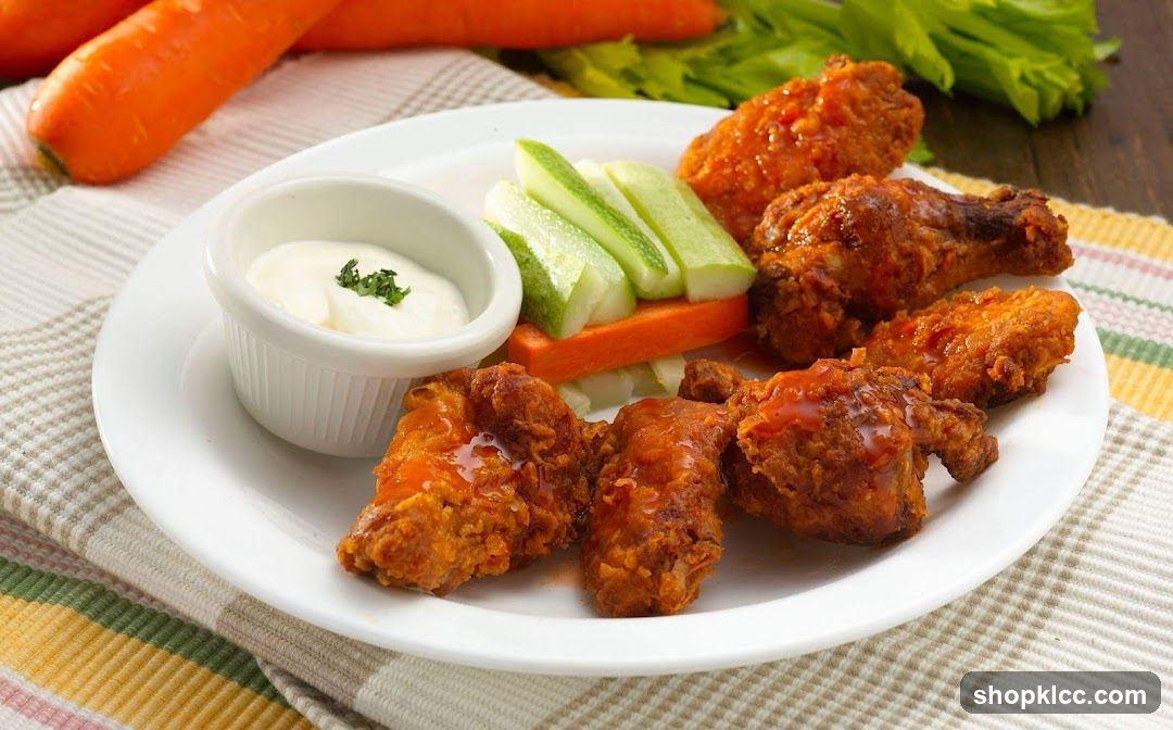 Buffalo Chicken Wings with Dipping Sauce and Carrot Sticks