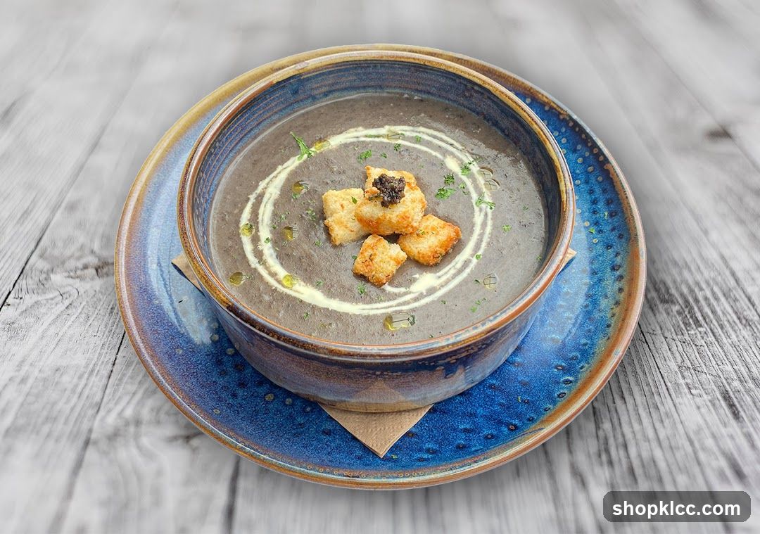 Soup with Croutons and Cream Swirl