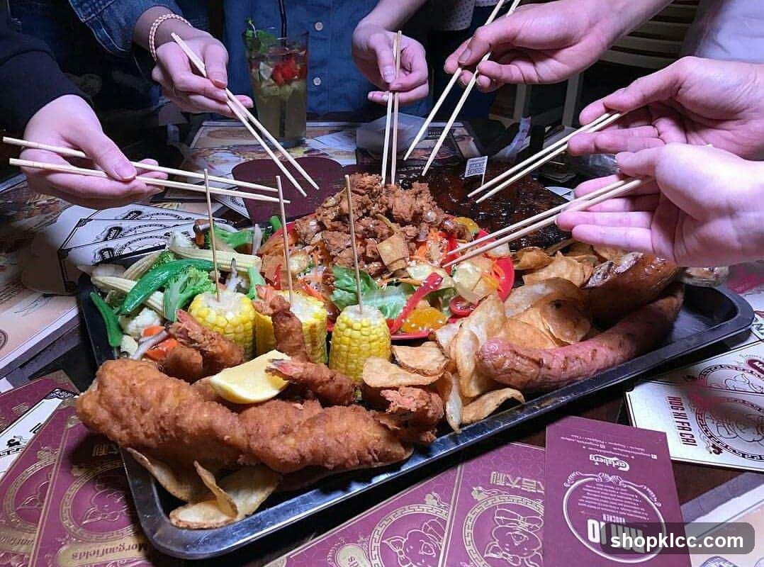 Group Eating at a Restaurant