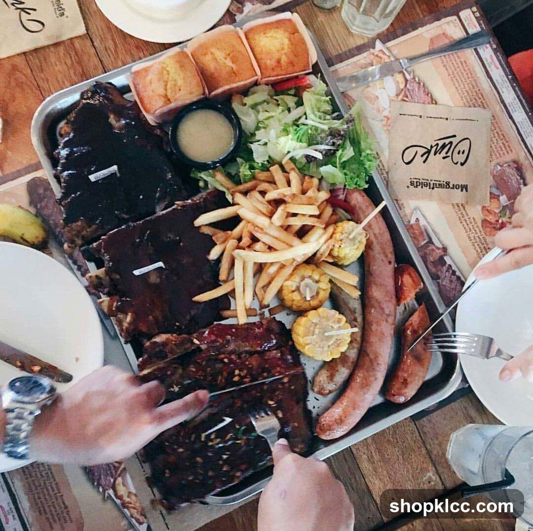 BBQ Platter with Ribs, Fries, and Sausage