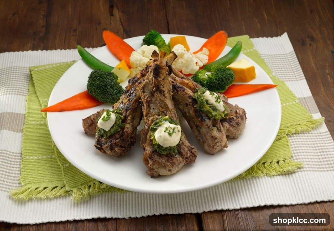 Grilled Lamb Chops with Herb Butter and Steamed Vegetables