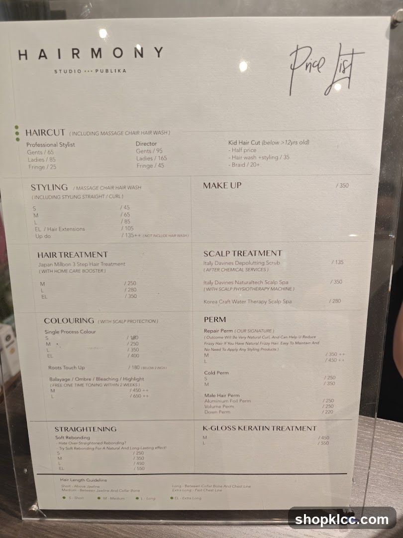 Hairmony Studio - Price List