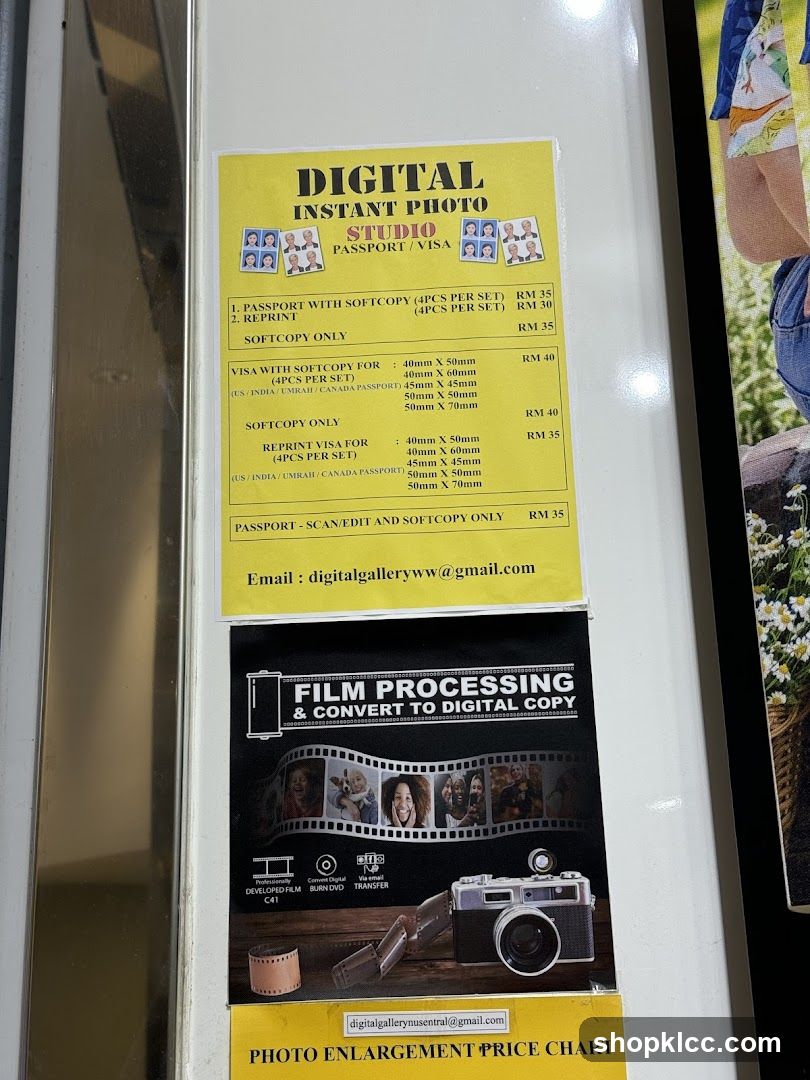 Digital Instant Photo Studio Passport/Visa Price List