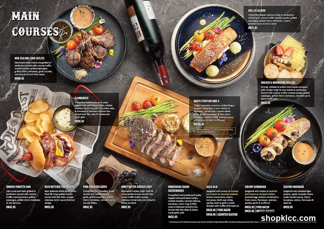 Main Courses Menu Display