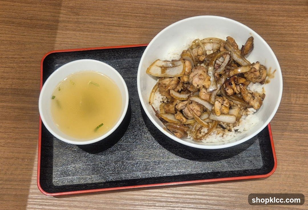 Chicken and Onion Rice Bowl with Soup