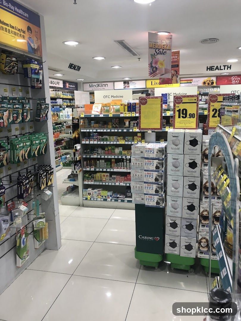 Pharmacy Interior with FFP2 Masks Display
