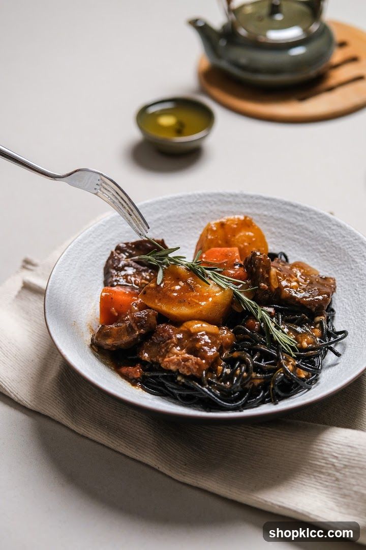 Braised Beef with Black Noodles