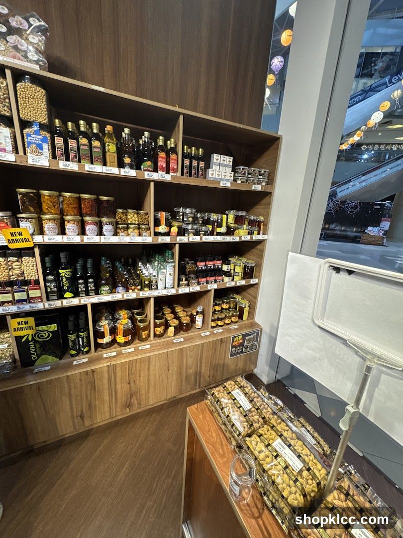 Store Interior with Wooden Shelves and Products