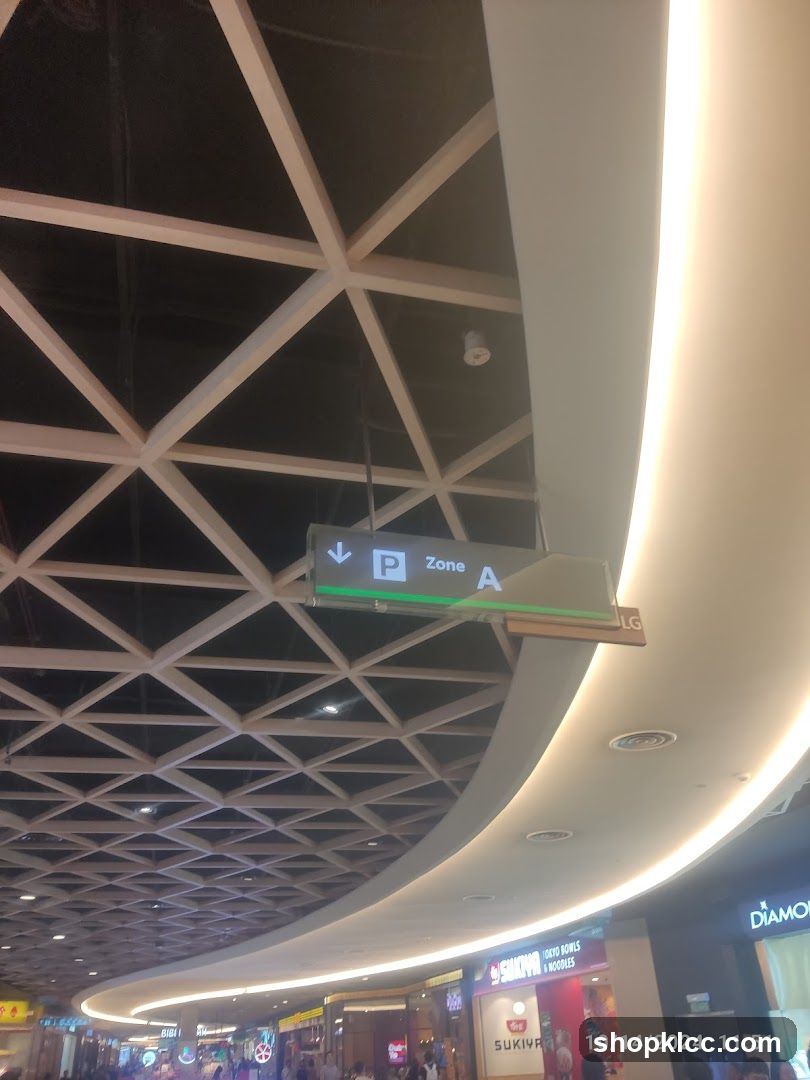 Indoor mall ceiling with directional signage
