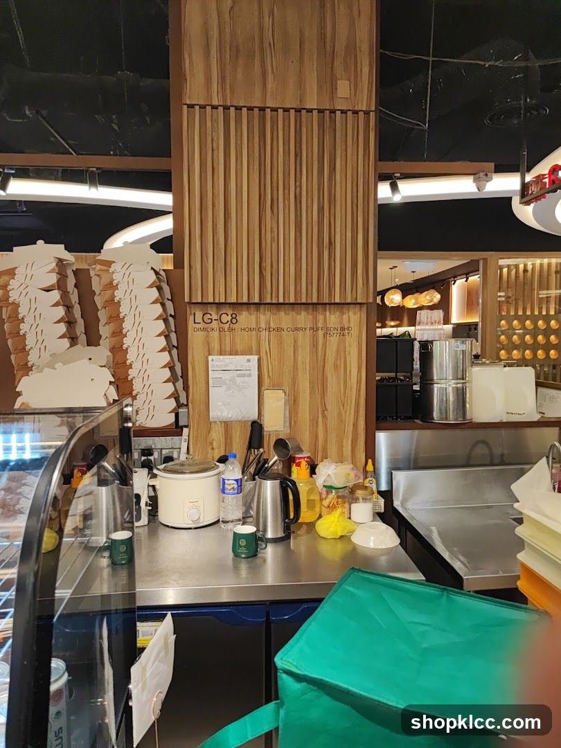Countertop with kitchen appliances and supplies