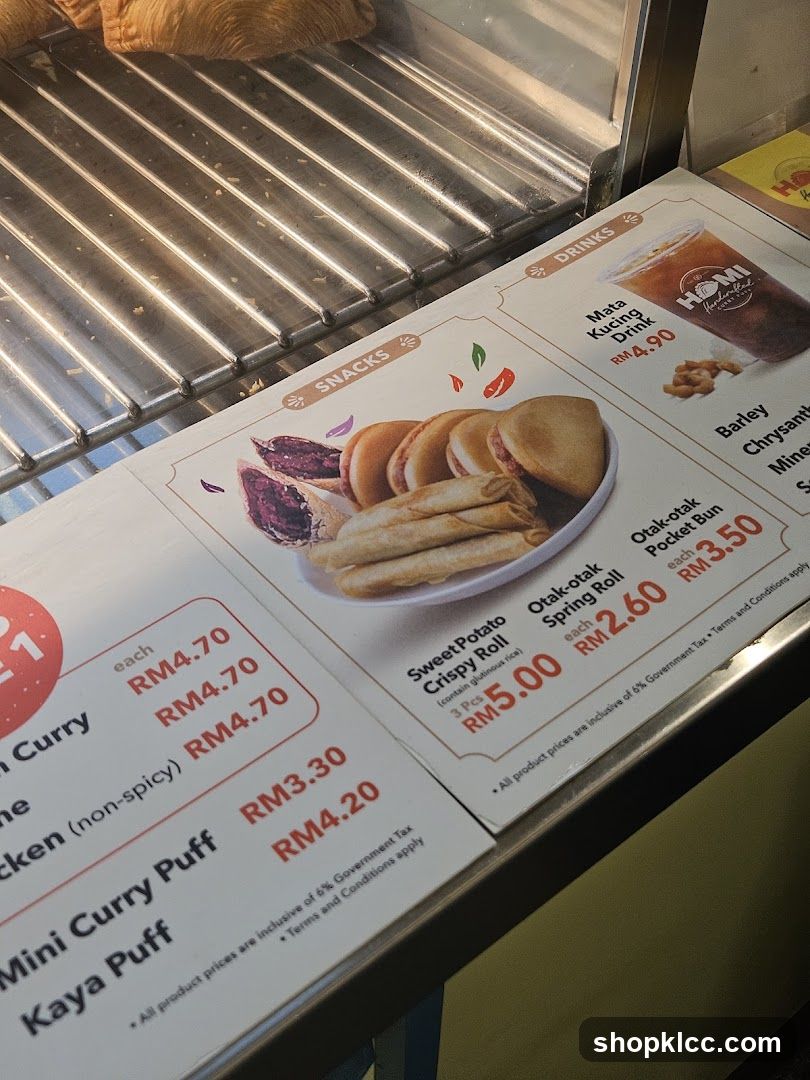 Snacks and Drinks Menu