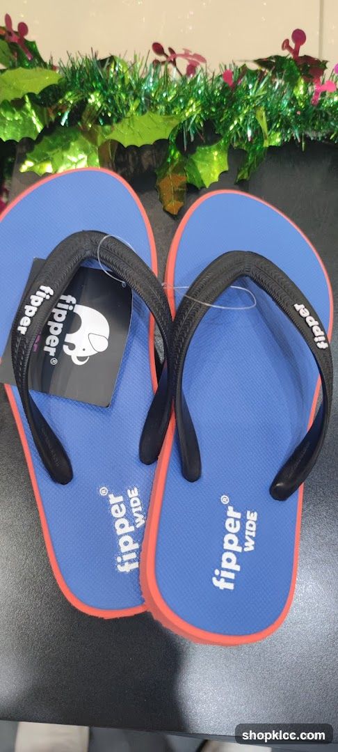 Blue Flip-flops with Orange Trim