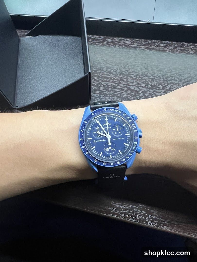 Blue Omega Speedmaster Watch