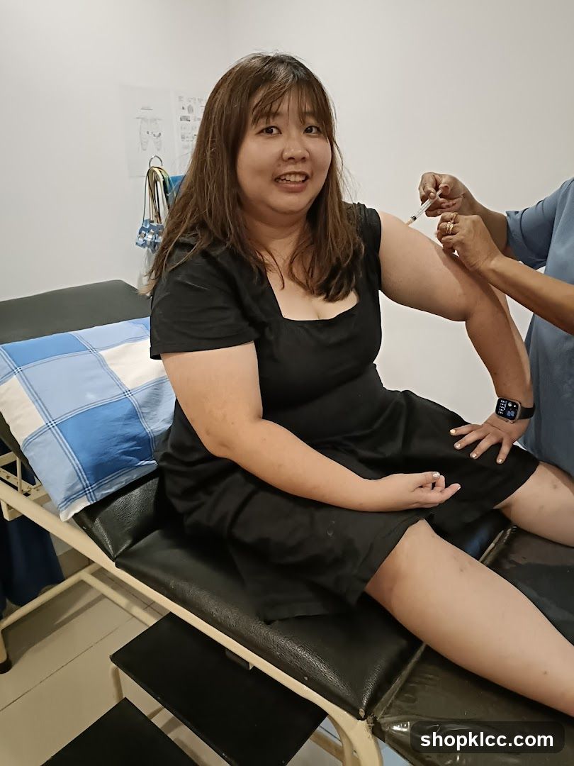Woman receiving vaccination