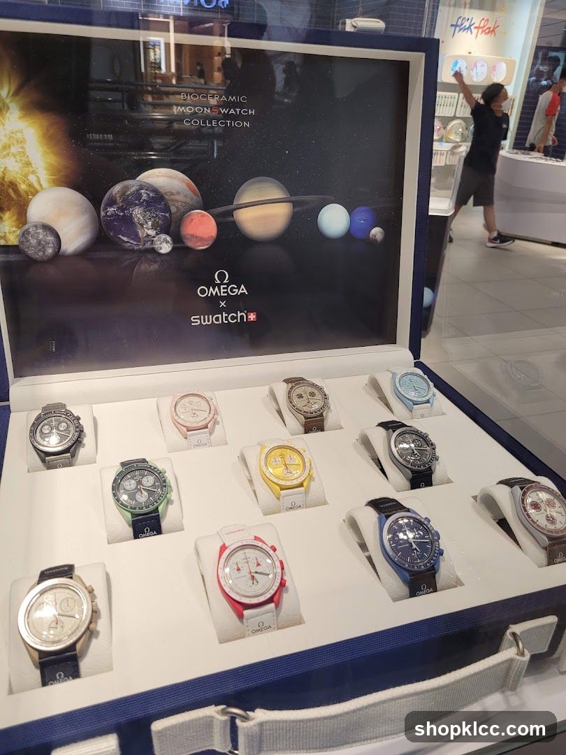 Omega x Swatch Bioceramic MoonSwatch Collection Display