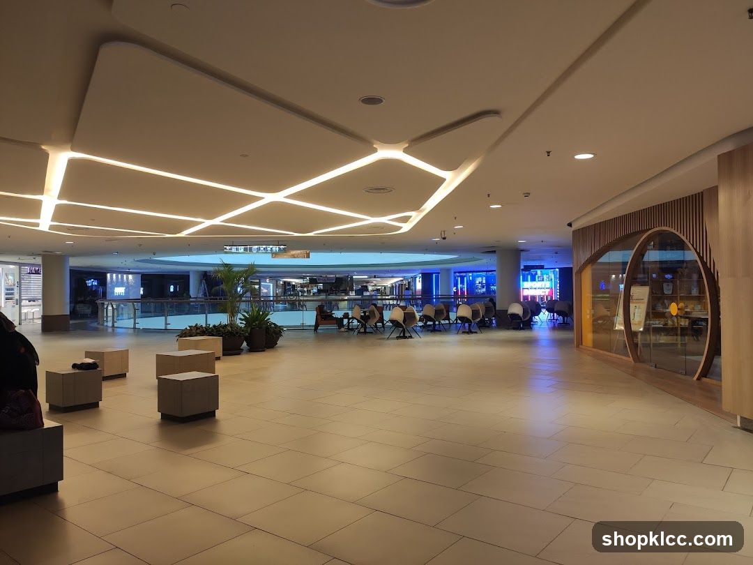 Mall Interior with Seating Area and Shop Entrance