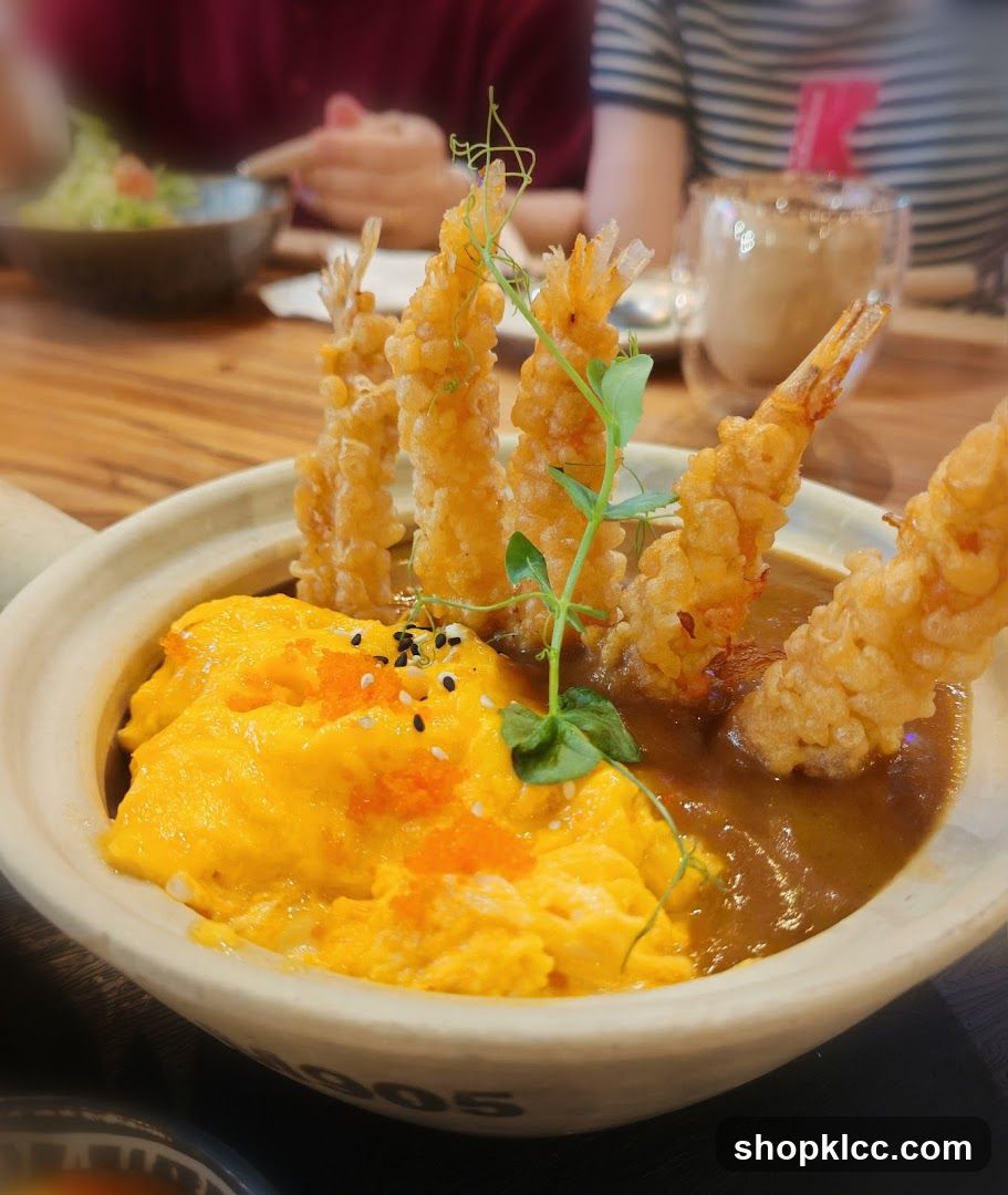 Curry with Scrambled Eggs and Fried Shrimp