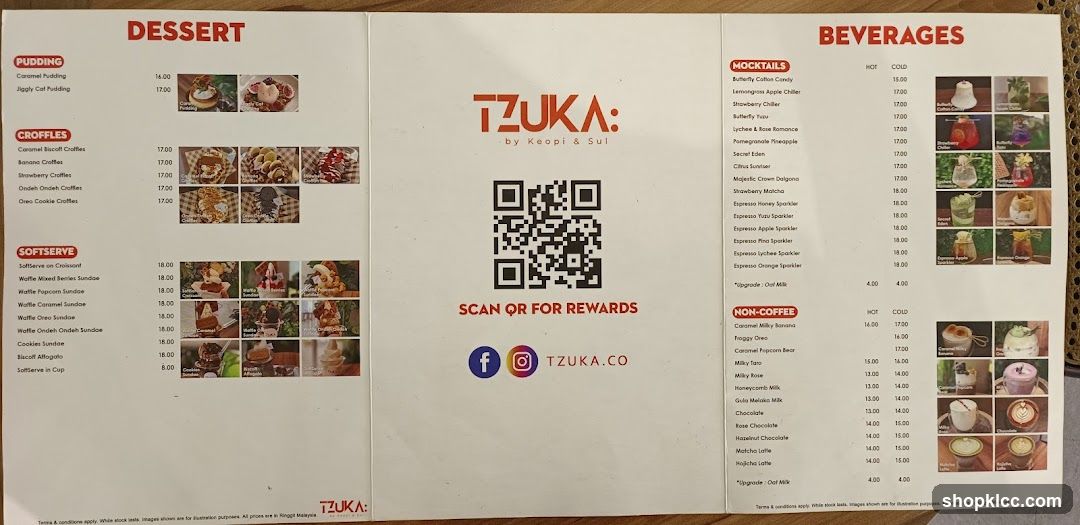 Dessert and Beverages Menu