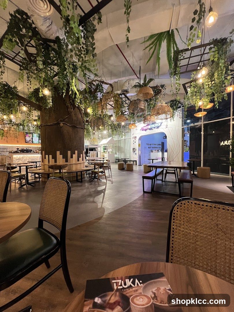 Cafe Interior with Lush Greenery