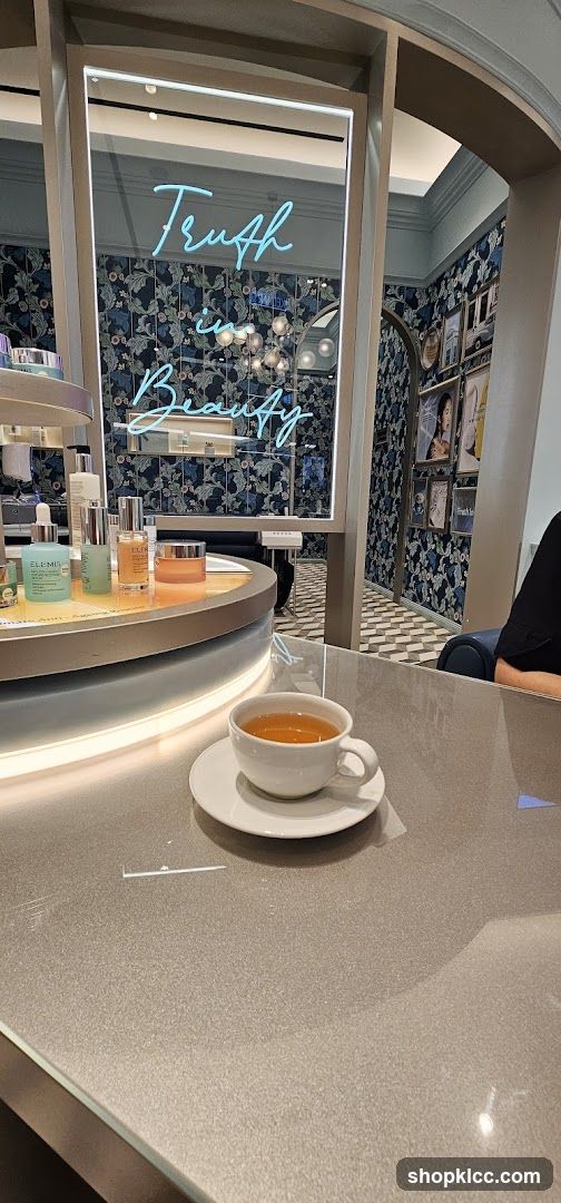 Skincare display with tea