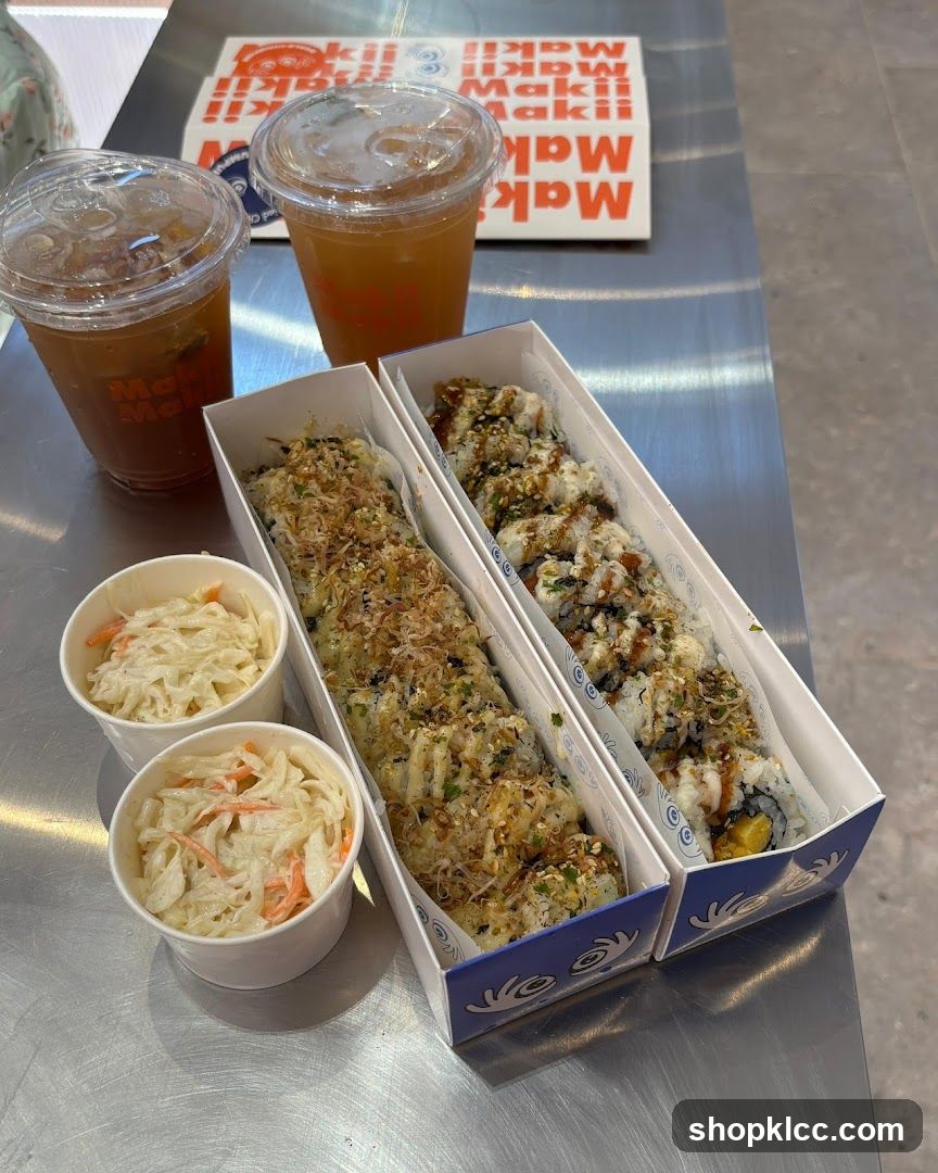 Sushi Rolls and Drinks