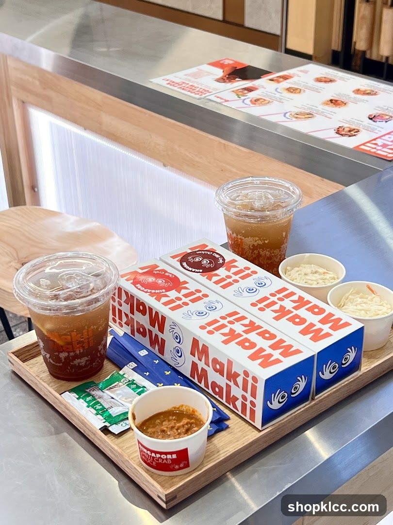 Food Tray with Drinks and Maki Boxes