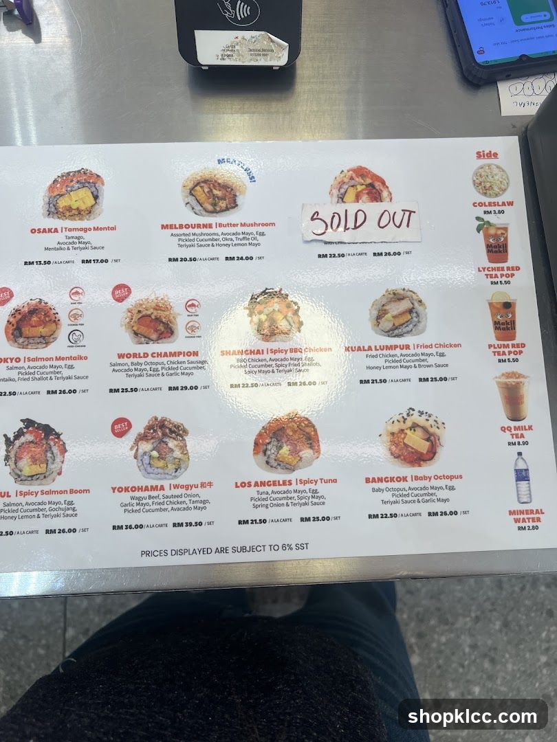 Sushi Menu