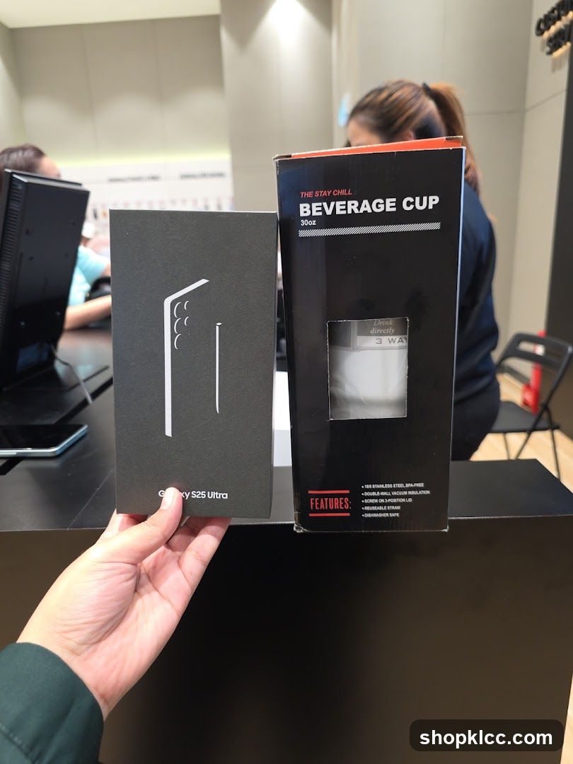 Galaxy S25 Ultra and Beverage Cup Packaging