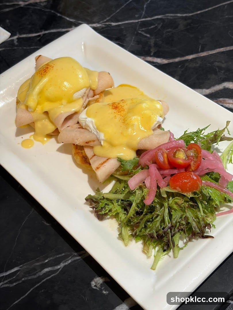 Eggs Benedict with Turkey and Salad