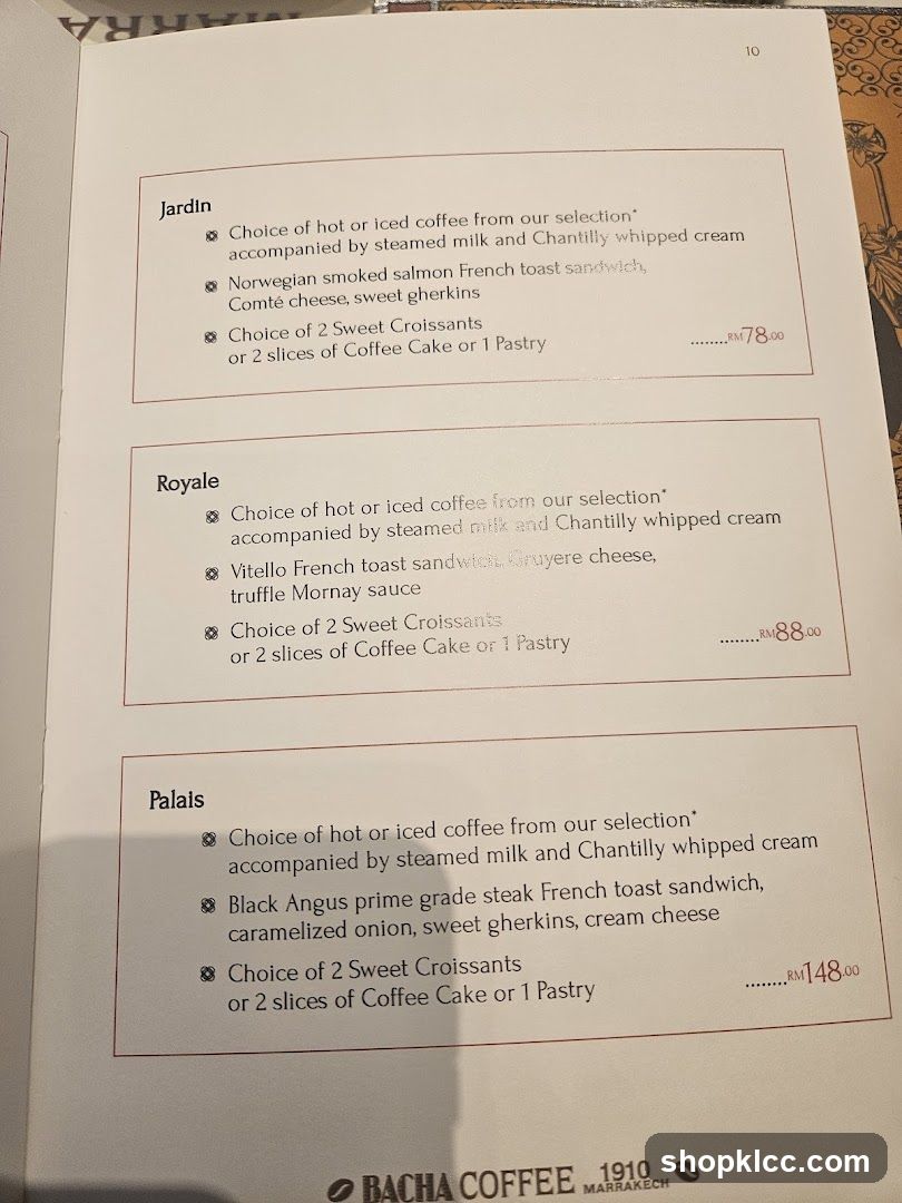 Bacha Coffee Menu