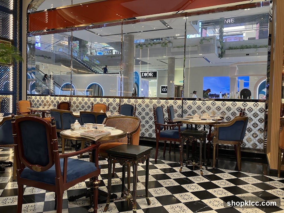 Elegant Cafe Interior with Ornate Seating